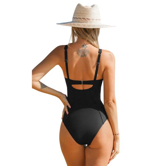 Cupshe X Iskra Reverie Land Underwire Tummy Control One Piece Black Size XL - Picture 3 of 7